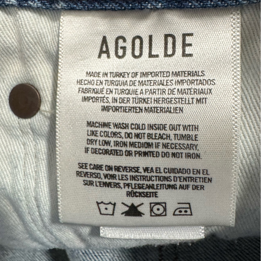 Agolde Jaden High Rise Cut Off Distressed Light Wash - Picture 7 of 9